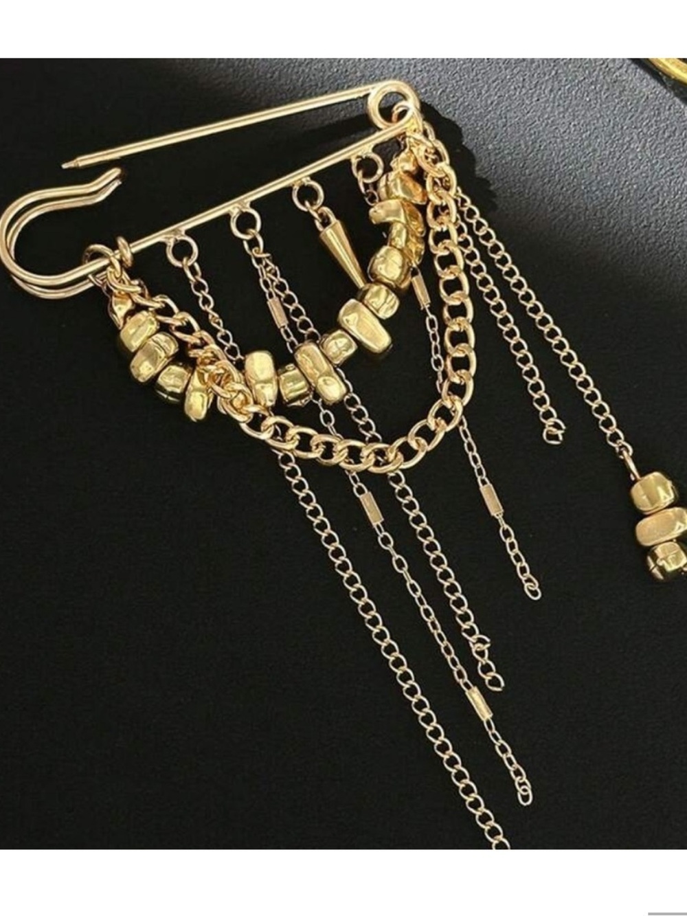Anthropologie Gold Cascading Chain Pin Brooch